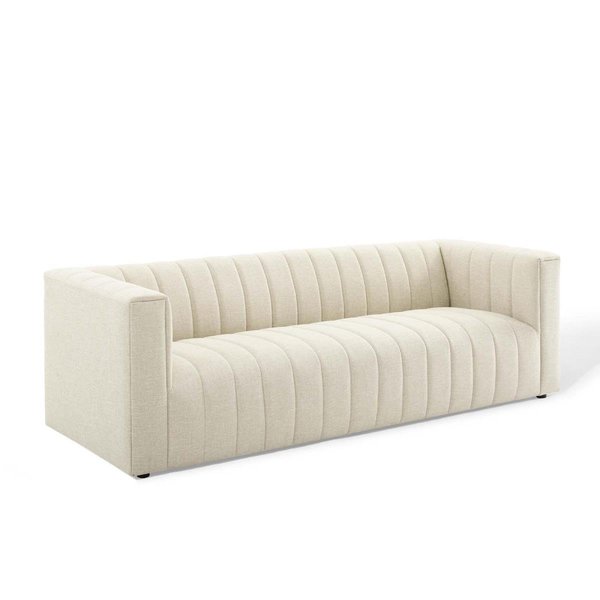Modway Furniture Reflection Channel Tufted Upholstered Fabric Sofa Beige EEI-3881-BEI